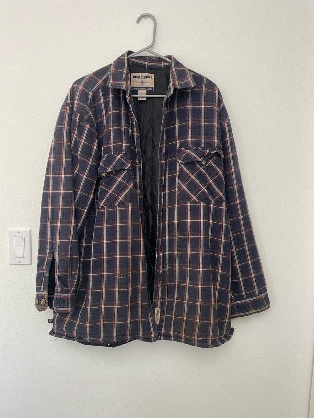 Vintage High Sierra Registered Men’s Quilted Plaid Shirt Jacket Size L